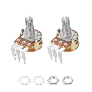uxcell 炭素被膜ポテンショメータ WH148 50KΩ シングルターン 丸シャフト 2個入り