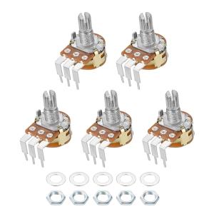 uxcell 炭素被膜ポテンショメータ WH148 50KΩ シングルターン 丸シャフト 5個入り