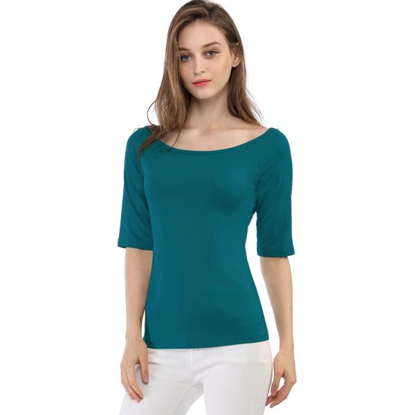uxcell Allegra K 無地 tシャツ ５分丈 五分袖tシャツ トップス ストレッチ スリ...