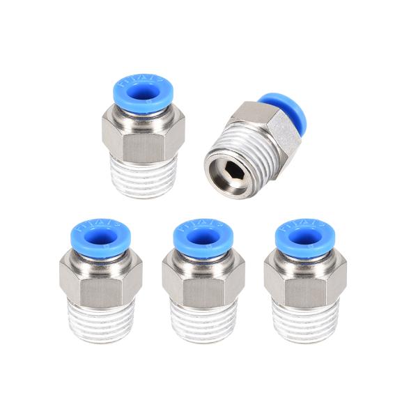 uxcell クイック連接接手 コネクタ PT1/4オスストレートスレッド 外径6mm シルバートー...