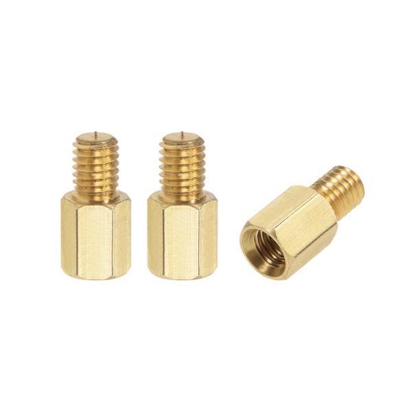uxcell M6x10mm+8mm オスーメスブラスペーサー　高品質ブラス(HPb59-1)製　電...