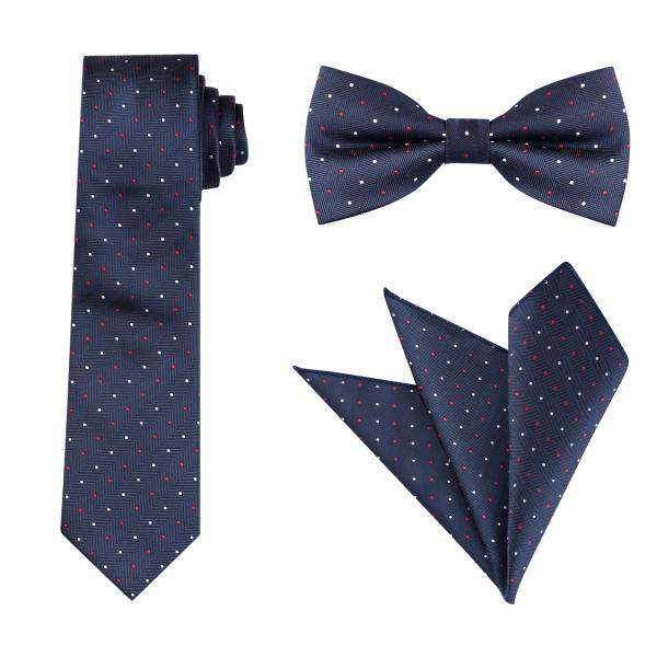 uxcell Allegra K ネクタイ ボウタイ ポケットチーフ 3点セット 水玉 結婚式 フォ...