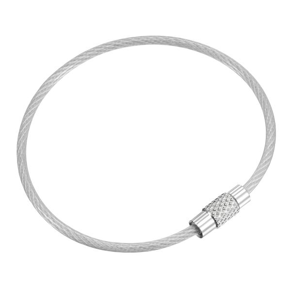uxcell ワイヤーキーホルダー 長さ150mm キーリングループケーブル PVCコーティング ス...