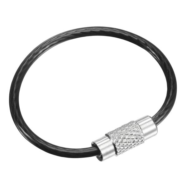 uxcell ワイヤーキーホルダー 長さ90mm キーリングループケーブル PVCコーティング ステ...