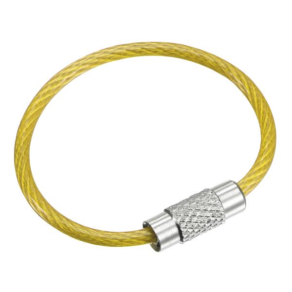 uxcell ワイヤーキーホルダー 長さ90mm キーリングループケーブル PVCコーティング ステ...