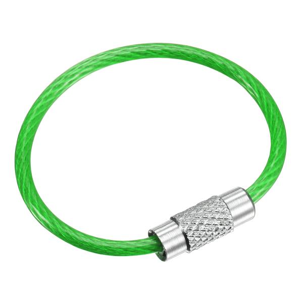 uxcell ワイヤーキーホルダー 長さ90mm キーリングループケーブル PVCコーティング ステ...