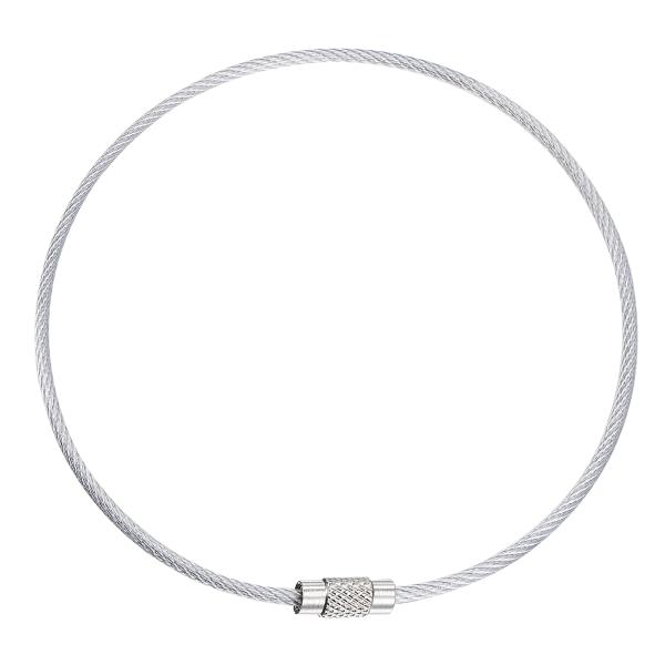 uxcell ワイヤーキーホルダー 長さ250mm キーリングループケーブル PVCコーティング ス...