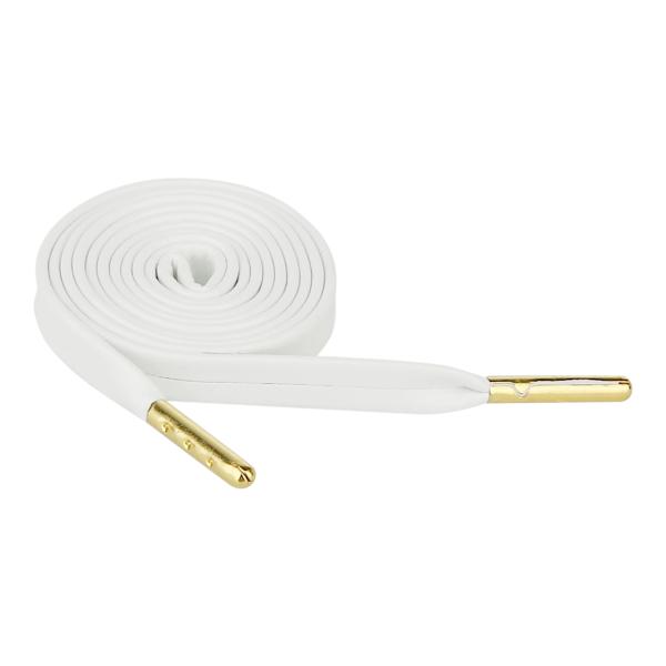 Elerevyo 靴紐 靴ひも 平型 レザー靴ひも シューレース 平ひも 金属チップ付き 2足 ホワ...