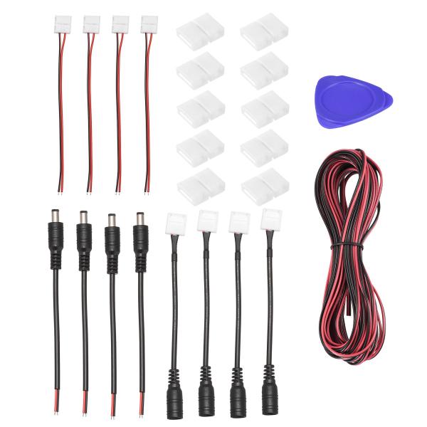 uxcell LEDコネクタキット 2ピン 4xDCオスケーブル 4xストリップケーブル 4xストリ...