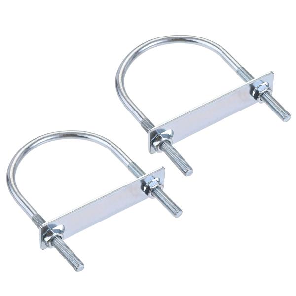 uxcell ラウンドUボルト 80mm内幅 130mm長さ スチールM8 ナット付き プレート 2...