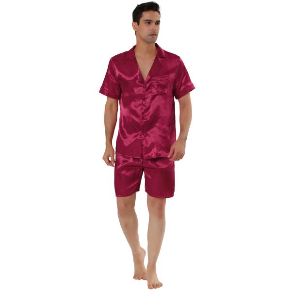 uxcell Lars Amadeus パジャマセット サテン ナイトウェア スリープラウンジセット...