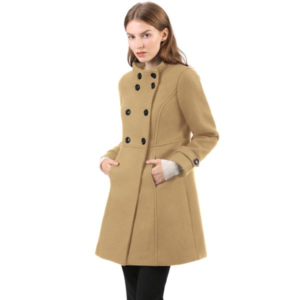 uxcell Allegra K ラシャコート Aライン スタンドカラー ダブルブレスト 長袖 防寒...