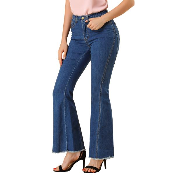 uxcell Allegra K ベルボトム ジーンズ デニムパンツ ロングパンツ ハイウエストスト...