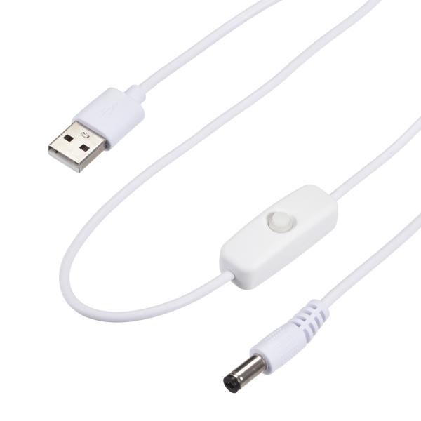 uxcell オン/オフスイッチ付きUSBケーブル USBオス-5.5x2.1 mmDCオス延長コー...