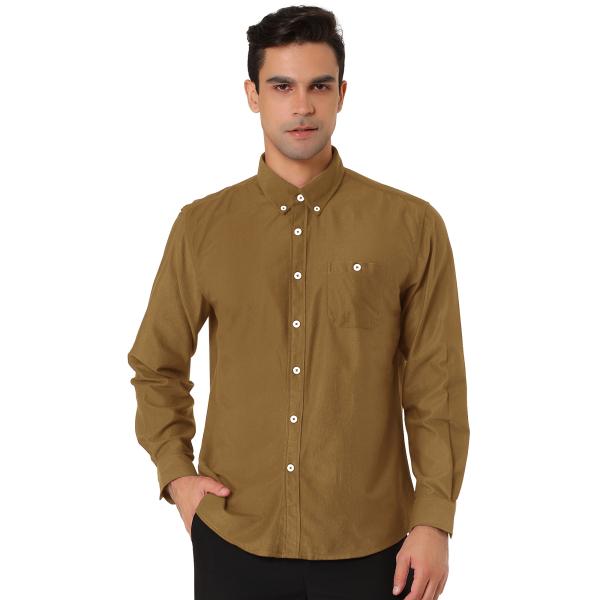 uxcell Lars Amadeus メンズ コーデュロイシャツ クラシック 長袖 無地 ポイント...