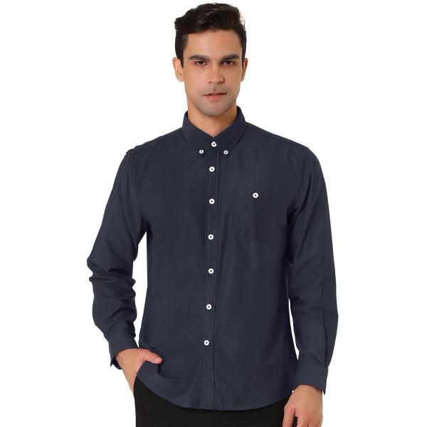 uxcell Lars Amadeus メンズ コーデュロイシャツ クラシック 長袖 無地 ポイント...