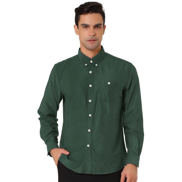 uxcell Lars Amadeus メンズ コーデュロイシャツ クラシック 長袖 無地 ポイント...