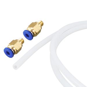 uxcell 空気圧PTFEエアチューブホースキット 2個M6クイック継手付き ホワイト 外径4 mm 内径2 mm 長さ1 M