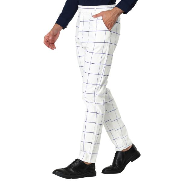 uxcell Lars Amadeus チェック柄パンツ スーツパンツ スラックス カジュアル ビジ...