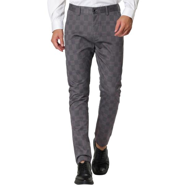 uxcell Lars Amadeus ストレートレッグスーツパンツ チェック柄 スーツパンツ スリ...
