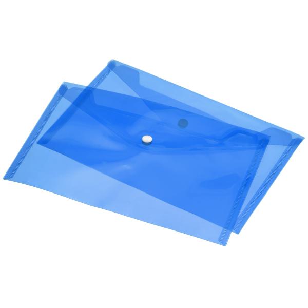 uxcell ファイルフォルダポケット ブルー A4サイズ PPプラスチック スナップボタン付き封筒...