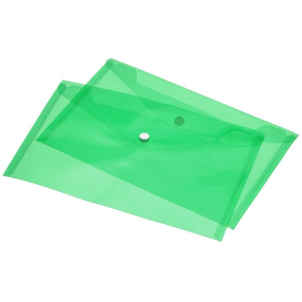 uxcell ファイルフォルダポケット グリーン A4サイズ PPプラスチック スナップボタン付き封...