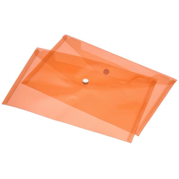 uxcell ファイルフォルダポケット オレンジ A4サイズ PPプラスチック スナップボタン付き封...