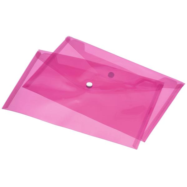 uxcell ファイルフォルダポケット ピンク A4サイズ PPプラスチック スナップボタン付き封筒...