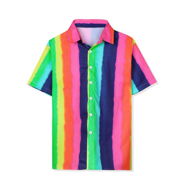 uxcell Lars Amadeus プリントシャツ 半袖 ボタンダウンシャツ ビーチトップス サ...