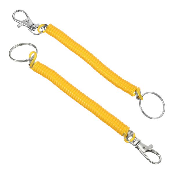 uxcell 17 cm螺旋リトラクタブルスプリングコイルキーホルダー ストレッチコードキーリング ...