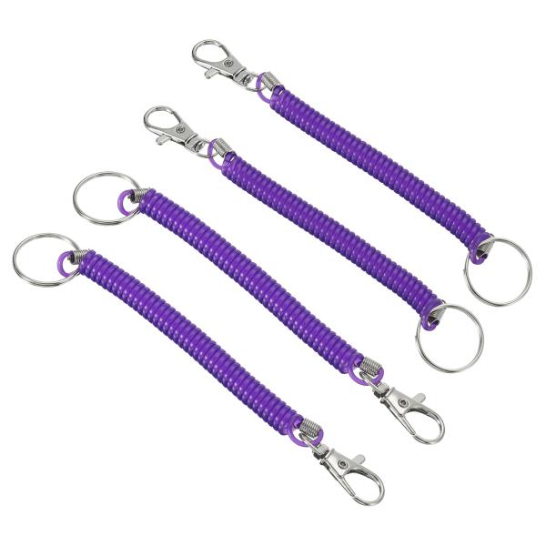 uxcell 17 cm螺旋リトラクタブルスプリングコイルキーホルダー ストレッチコードキーリング ...