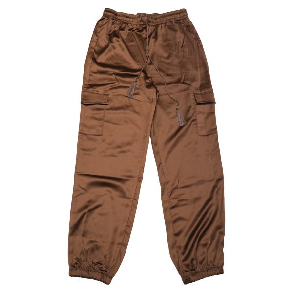 uxcell Allegra K サテン カーゴパンツ ハイライズ シルキー ドローストリングエラス...