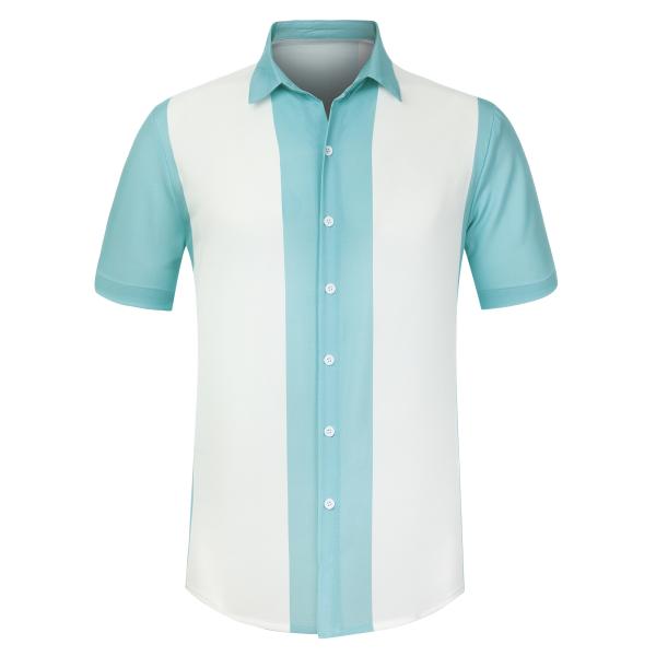 uxcell Lars Amadeus ストライプシャツ ボタンダウン ビーチ 半袖トップス シャツ...