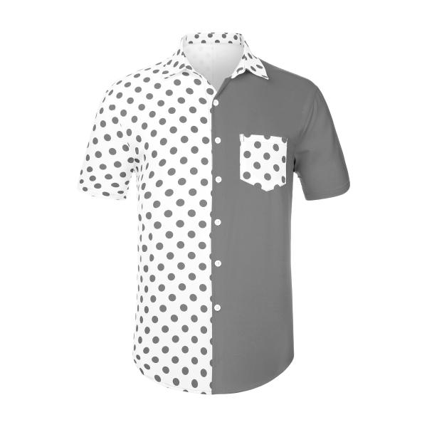 uxcell Lars Amadeus ビーチシャツ サマー 水玉トップス 半袖シャツ ボタンダウン...