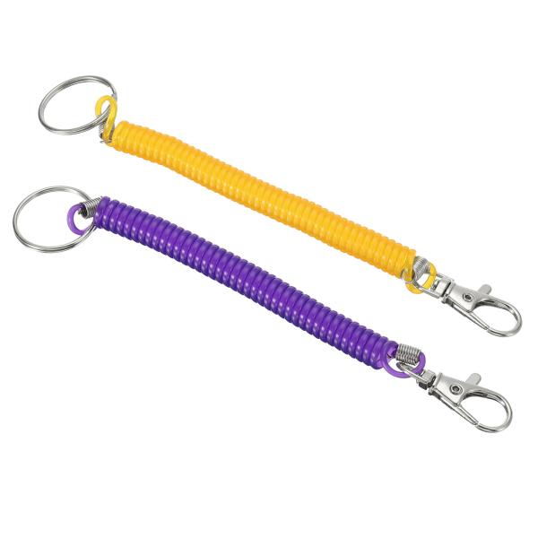 uxcell 17 cm螺旋リトラクタブルスプリングコイルキーホルダー ストレッチコードキーリング ...