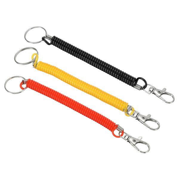 uxcell 17 cm螺旋リトラクタブルスプリングコイルキーホルダー ストレッチコードキーリング ...