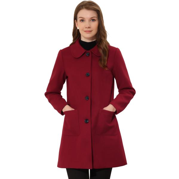 uxcell Allegra K チェスターレディース 秋冬 ラシャロングオーバー秋冬 防寒 レディ...