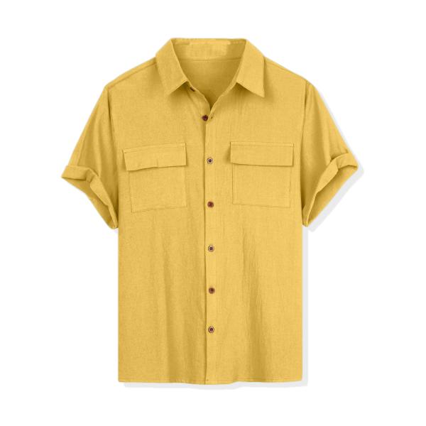 uxcell Lars Amadeus ボタンダウン シャツ 無地 半袖 ポケット付き 夏 メンズ ...