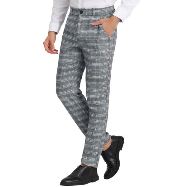 uxcell Lars Amadeus ロングパンツ カジュアルズボン クラシック チェック柄 ドレ...