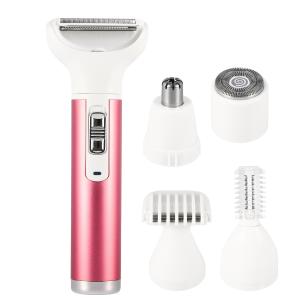 uxcell VOCOSTE 女性用電動カミソリ 女性用5合1電気シェーバー ドライコードレス女性シェーバーヘアリムーバー 顔 脚用 ローズレッド