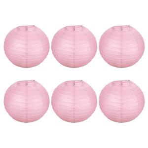 PATIKIL 20cm パーティー飾り提灯 紙提燈 ペーパー提灯 6個入り 丸折り ランプ形 祭り用品 縁日用品 ピンク