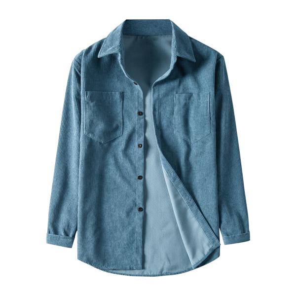 uxcell Lars Amadeus 長袖シャツ ジャケット 無地トップス コーデュロイ ボタン ...