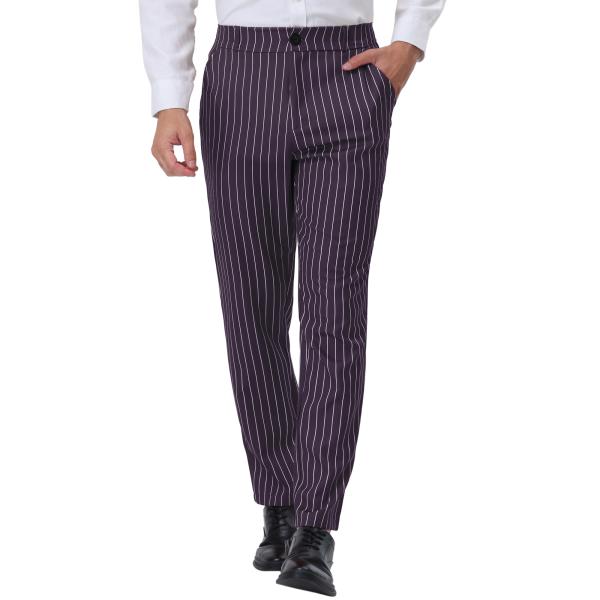 uxcell Lars Amadeus スーツパンツ ストライプ ドレス パンツ ストレート カラー...