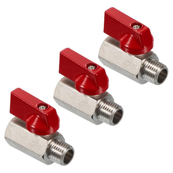 uxcell PATIKIL 1/4 NPT ボールバルブ 真ちゅう製ミニボールバルブ 3個 NPT...