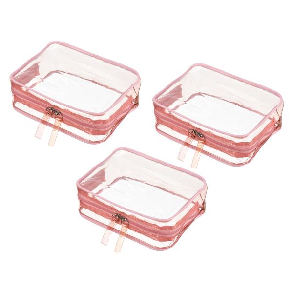 PATIKIL 17x6x12cm クリア旅行用バッグ 3個 PVC 化粧ポーチ 化粧ポーチ ジッパ...