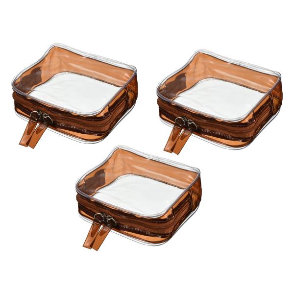 PATIKIL 11x4.5x10.5cmクリア旅行用バッグ 3個 PVC ジッパー付き トラベル ...