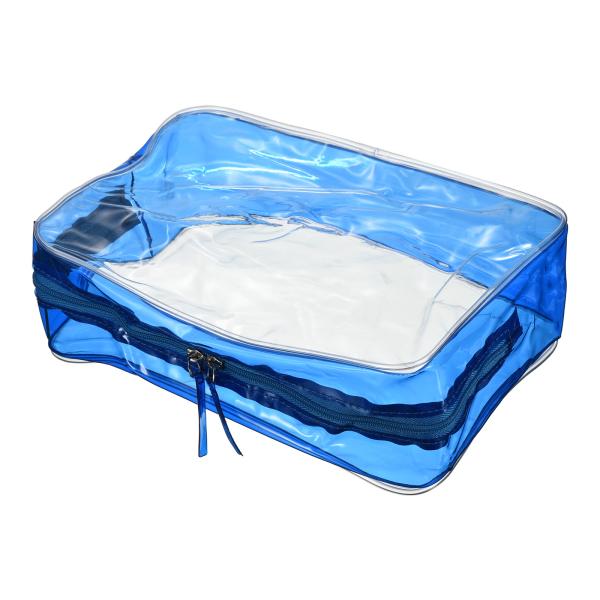 PATIKIL 23x7.5x16 cm クリア旅行用バッグ PVC 化粧ポーチ 化粧ポーチ ジッパ...