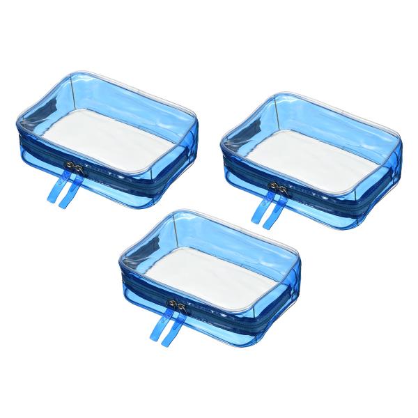 PATIKIL 17x6x12cm クリア旅行用バッグ 3個 PVC 化粧ポーチ 化粧ポーチ ジッパ...