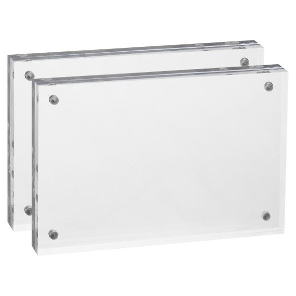 PATIKIL 80 x 120 mm アクリル写真フレーム 2個 マグネティック フォトフレームデ...