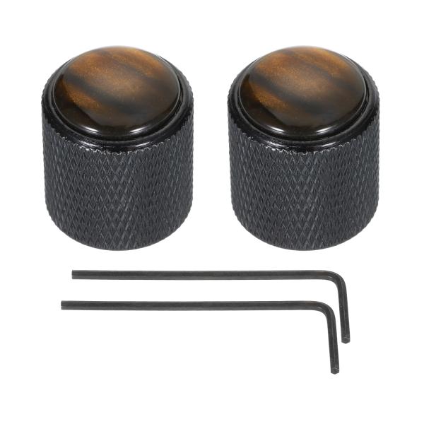 uxcell ギターベースドームノブ アンバートップ 6mm 黒メタル ボリュームトーンコントロール...